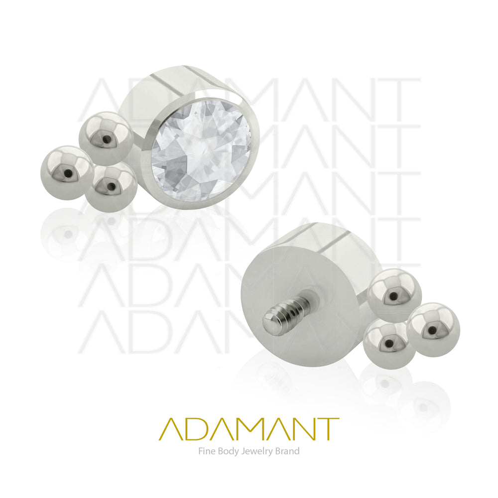 14g, Titanio Accesorio Rosca, 1.2mm Patrón de rosca, TRI, Bezel Set, Cubic Zirconia