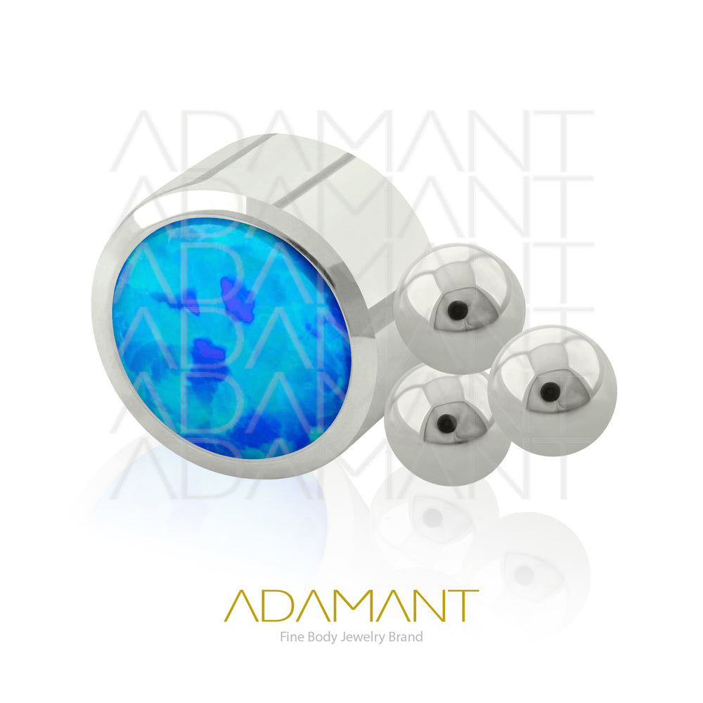14g, Titanio Accesorio Rosca, 1.2mm Patrón de rosca, TRI, Bezel Set, Opal