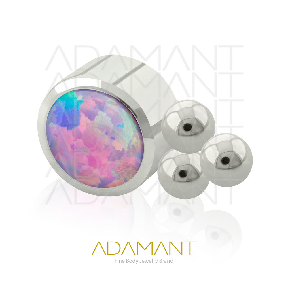 14g, Titanio Accesorio Rosca, 1.2mm Patrón de rosca, TRI, Bezel Set, Opal