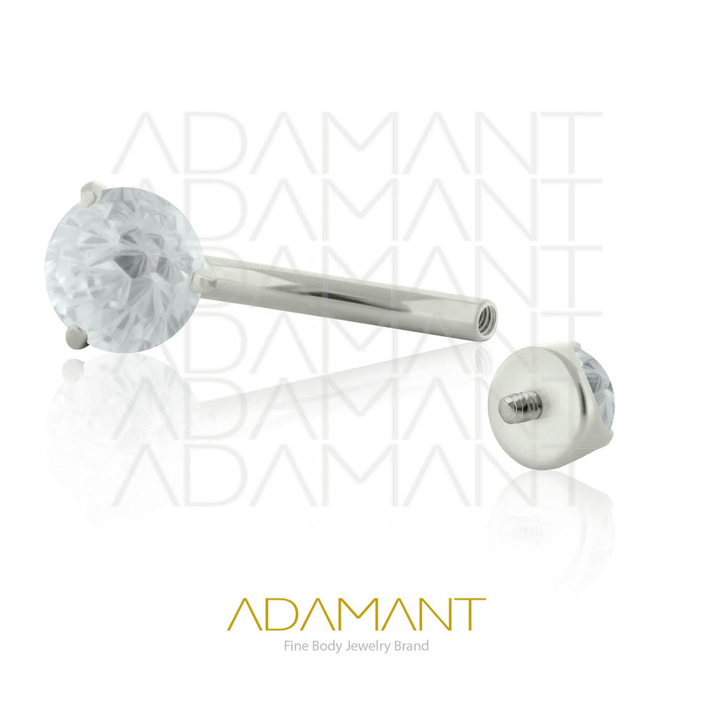 14g, Titanio Navel Curved , Rosca Interna, 1.2mm Patrón de Rosca, Navel Curved Button Gem, Prong Set 3, Cubic Zirconia.