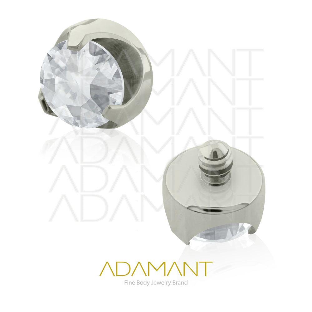14g, Titanio Accesorio Rosca, 1.2mm Patrón de rosca, Prong Set 3, Cubic Zirconia