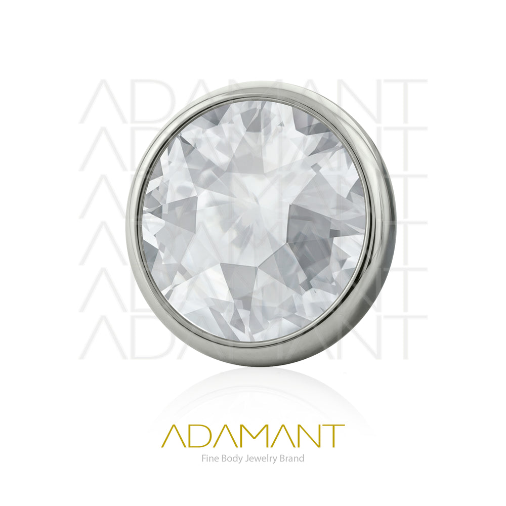 14g, Titanio Accesorio Rosca, 1.2mm Patrón de rosca, Bezel set concavo, Cubic Zirconia.