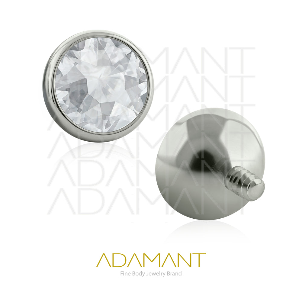 14g, Titanio Accesorio Rosca, 1.2mm Patrón de rosca, Bezel set concavo, Cubic Zirconia.