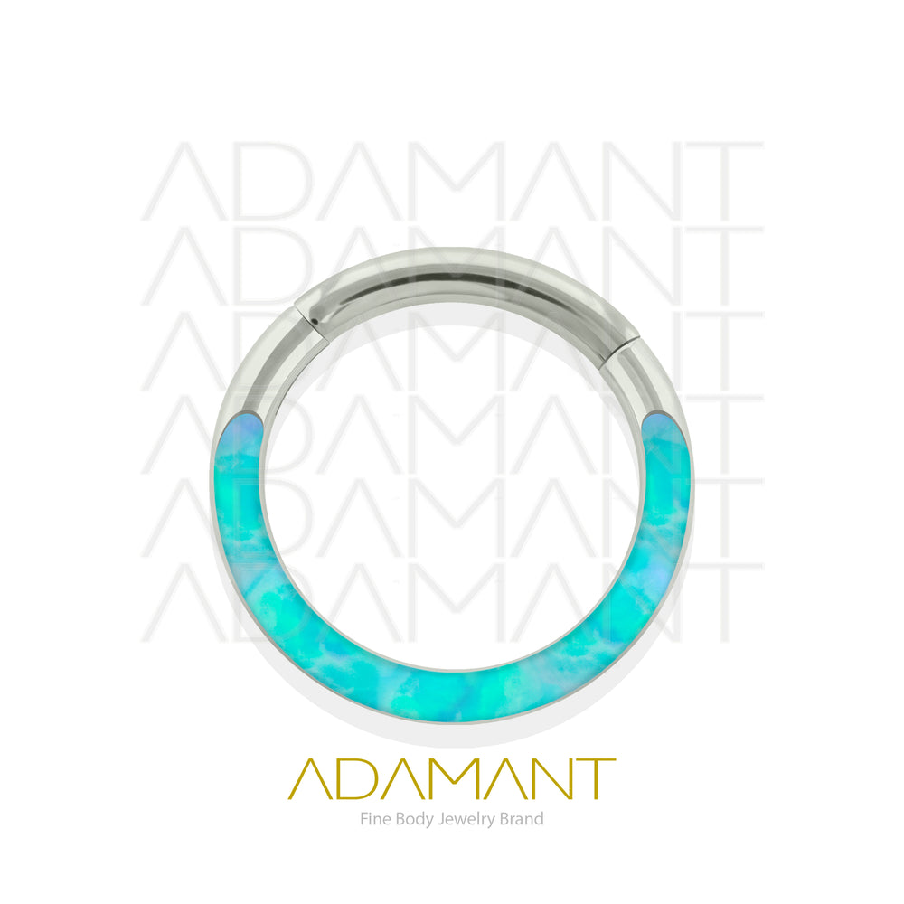 14g, Titanio, Aro Clicker con Bisagra, Front Full Opal