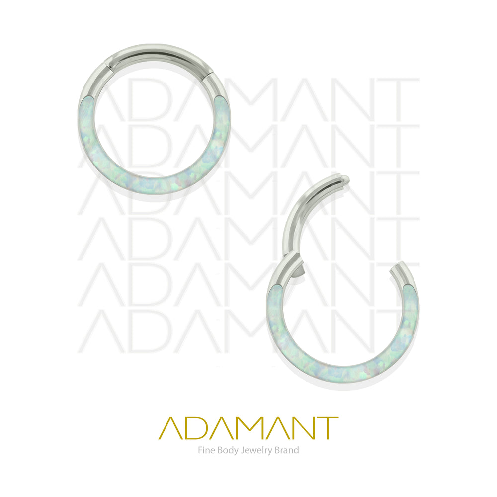 14g, Titanio, Aro Clicker con Bisagra, Front Full Opal