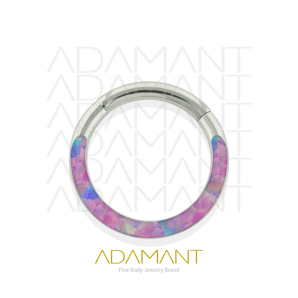 14g, Titanio, Aro Clicker con Bisagra, Front Full Opal