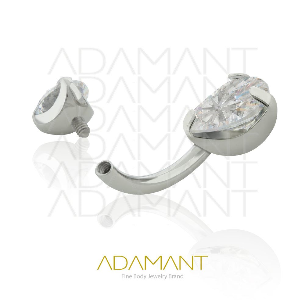 14g, Titanio Navel Curved, Rosca Interna, 1.2mm Patrón de Rosca, Ombligo Prong Set 3, Cubic Zirconia.