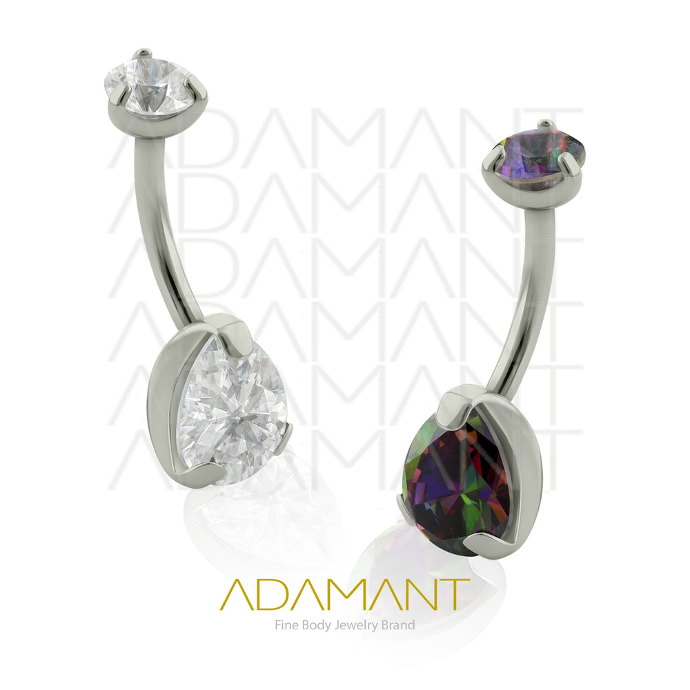 14g, Titanio Navel Curved, Rosca Interna, 1.2mm Patrón de Rosca, Ombligo Prong Set 3, Cubic Zirconia.
