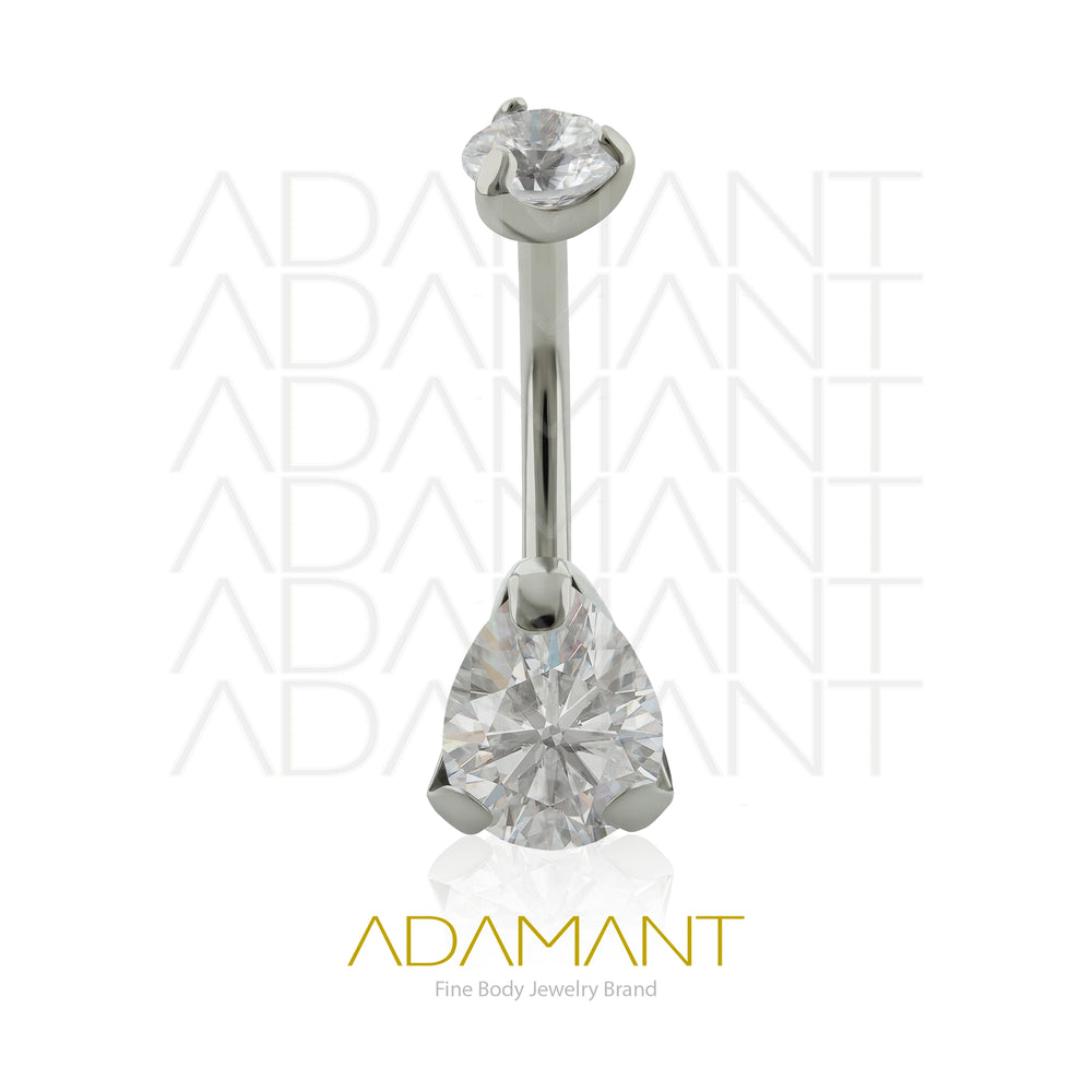 14g, Titanio Navel Curved, Rosca Interna, 1.2mm Patrón de Rosca, Ombligo Prong Set 3, Cubic Zirconia.