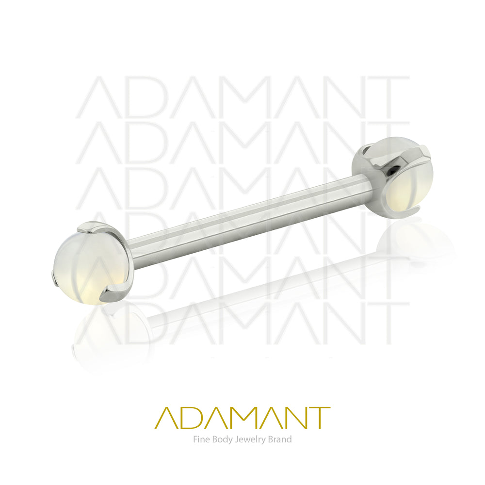 14g, Titanio Nipple, Rosca Interna, 1.2mm Patrón de rosca, Pezonera con Bola Prong Set, Piedra Natural.