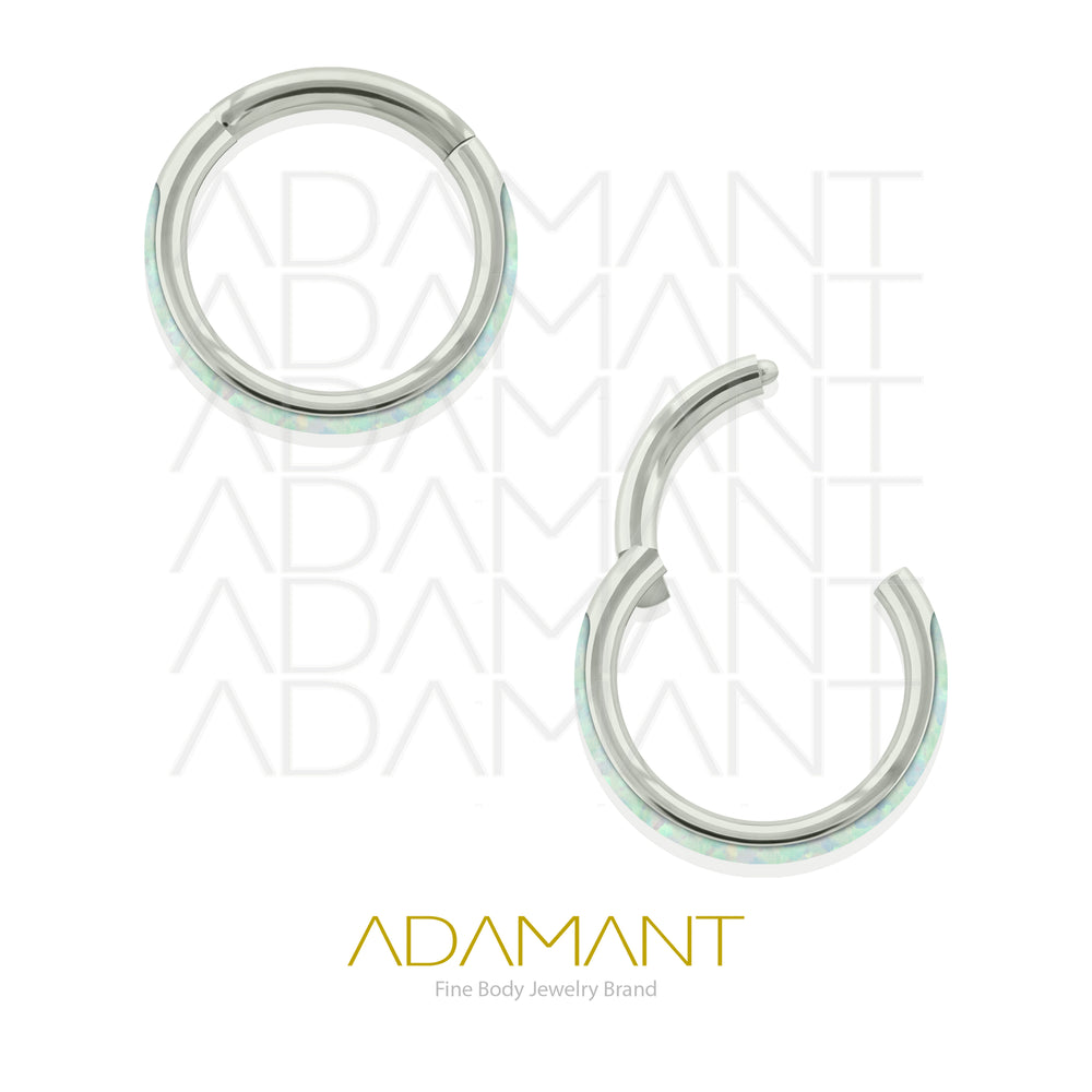 14g, Titanio, Aro Clicker con Bisagra, Side Full Opal