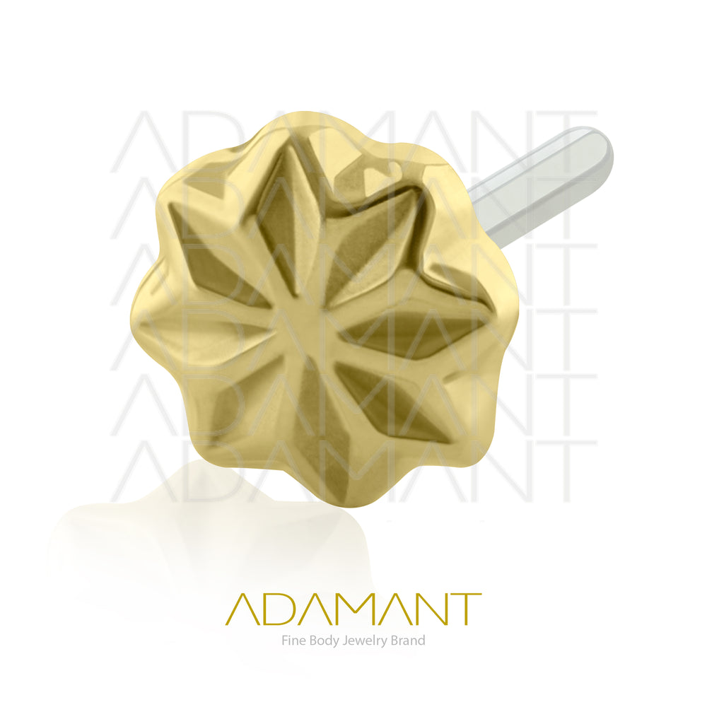 25g, Oro Solido 14k Accesorio Sin Rosca, 4.8mm Tamaño del Pin, Glow Star End.