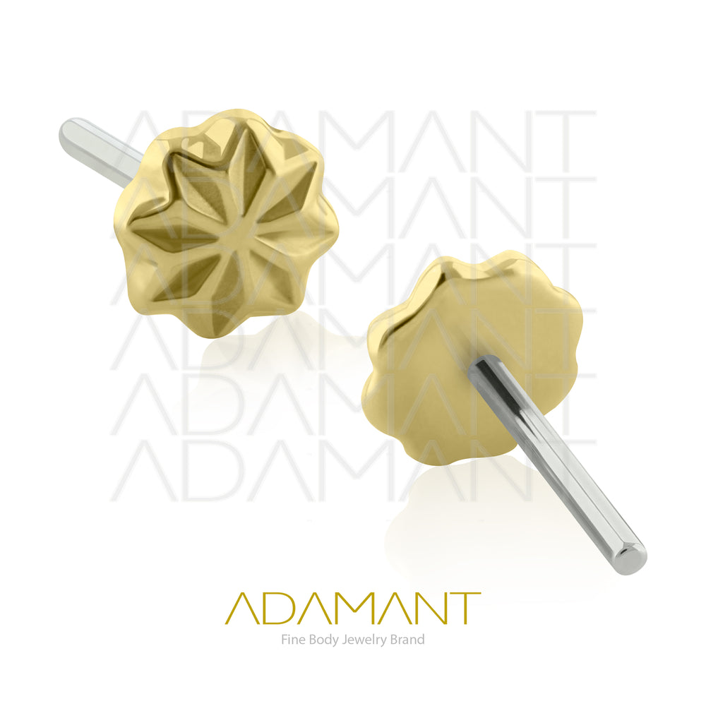 25g, Oro Solido 14k Accesorio Sin Rosca, 4.8mm Tamaño del Pin, Glow Star End.