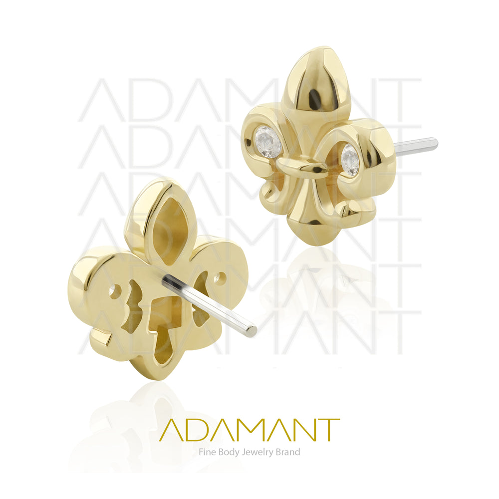25g, Oro Solido 14k Accesorio Sin Rosca, 4.8mm Tamaño del Pin, Ribbon, Prong Set, Cubic Zirconia