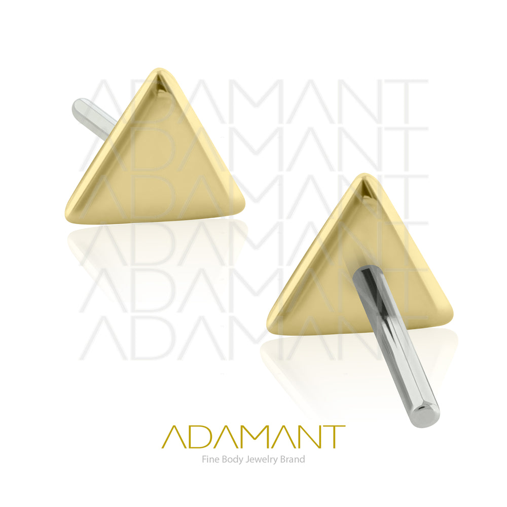 25g, Oro Solido 14k Accesorio Sin Rosca, 4.8mm Tamaño del Pin, Triangle.
