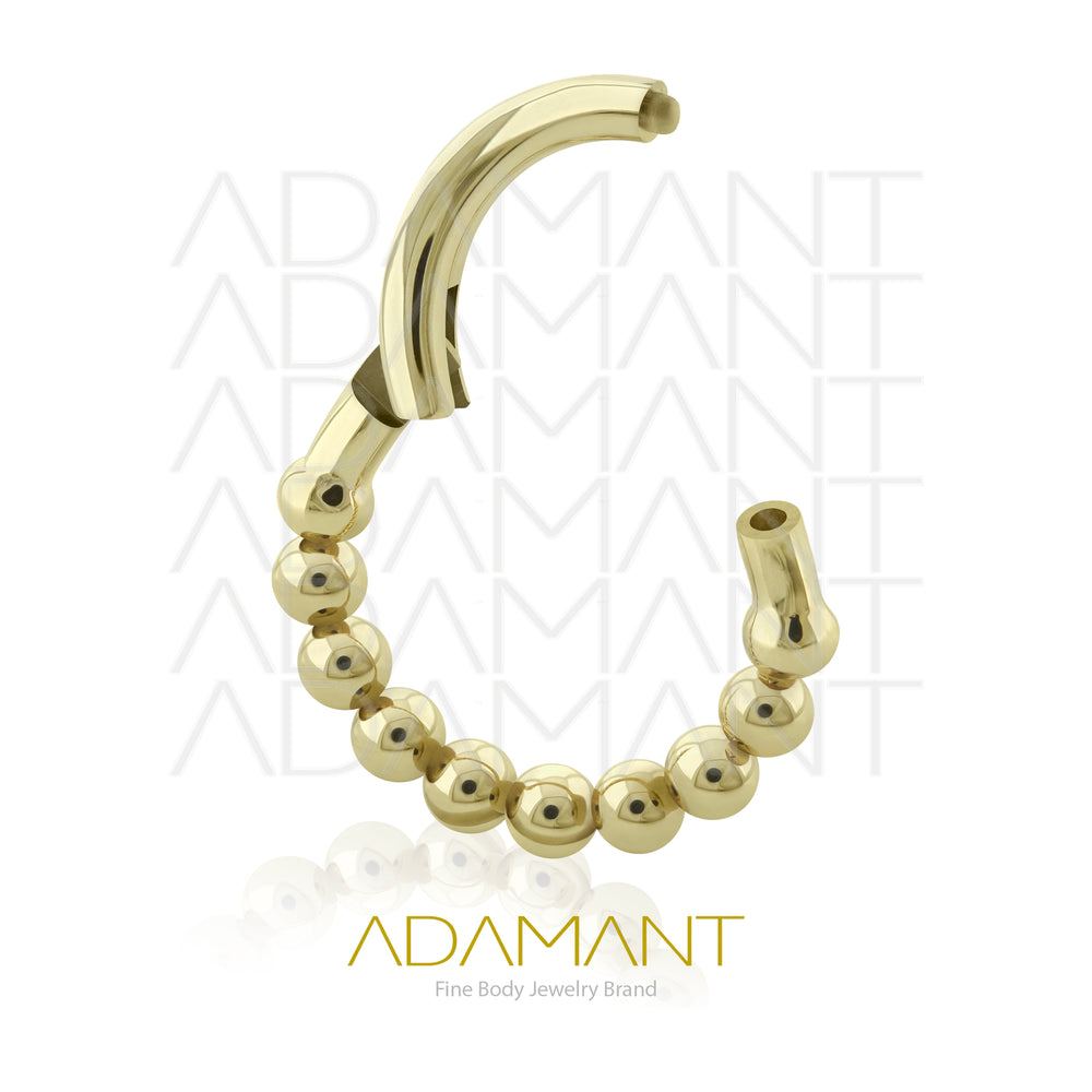 16g, Oro Solido 14k Aro de Bisagra Clicker Ball Hoop