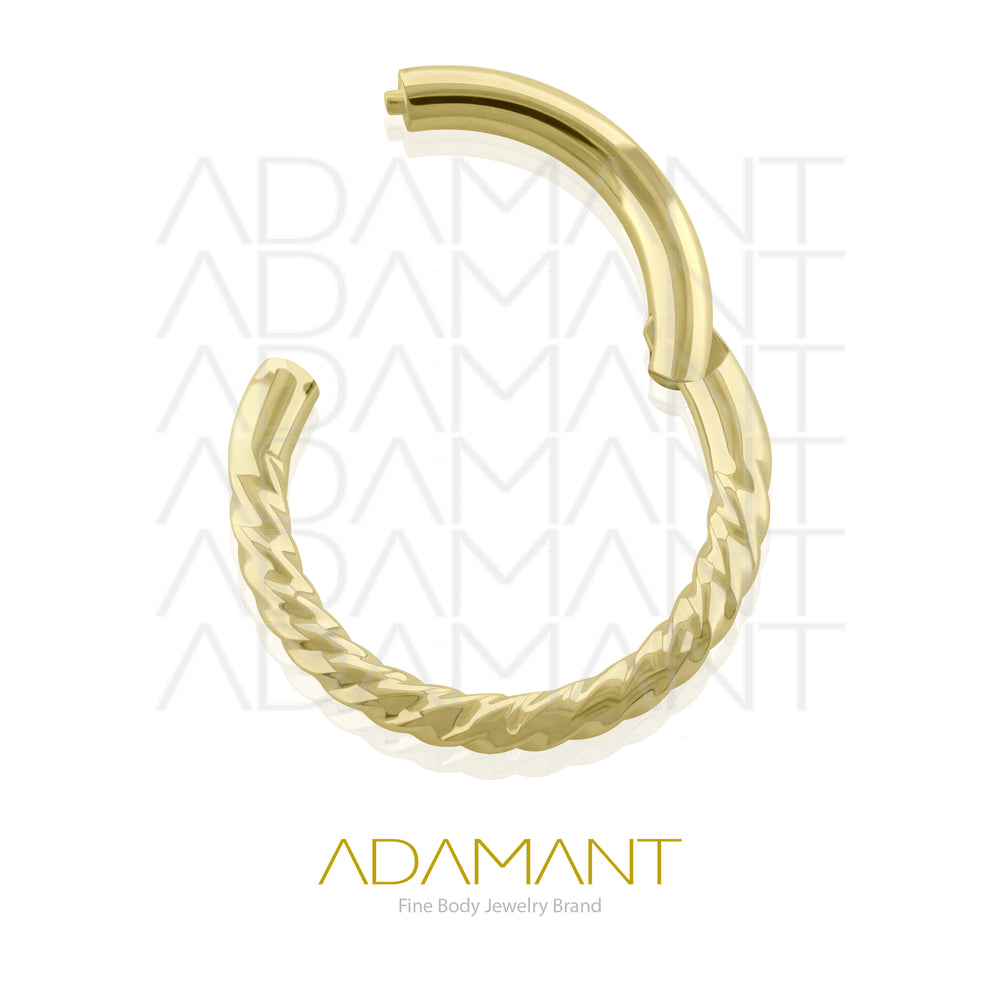 16g, Oro Solido 14k Aro de Bisagra Clicker Complex Rope