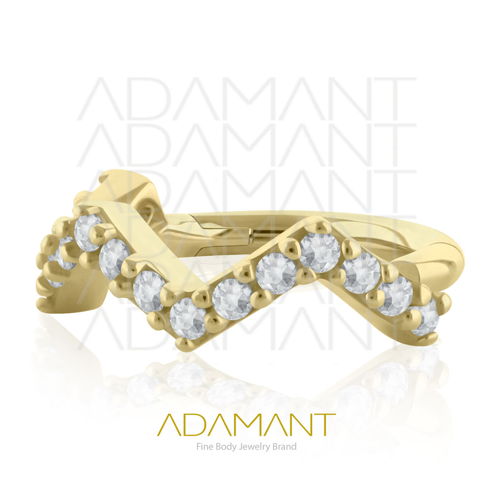 16g, Oro Solido 14k Aro de Bisagra Clicker Pandora, Prong Set, Cubic Zirconia