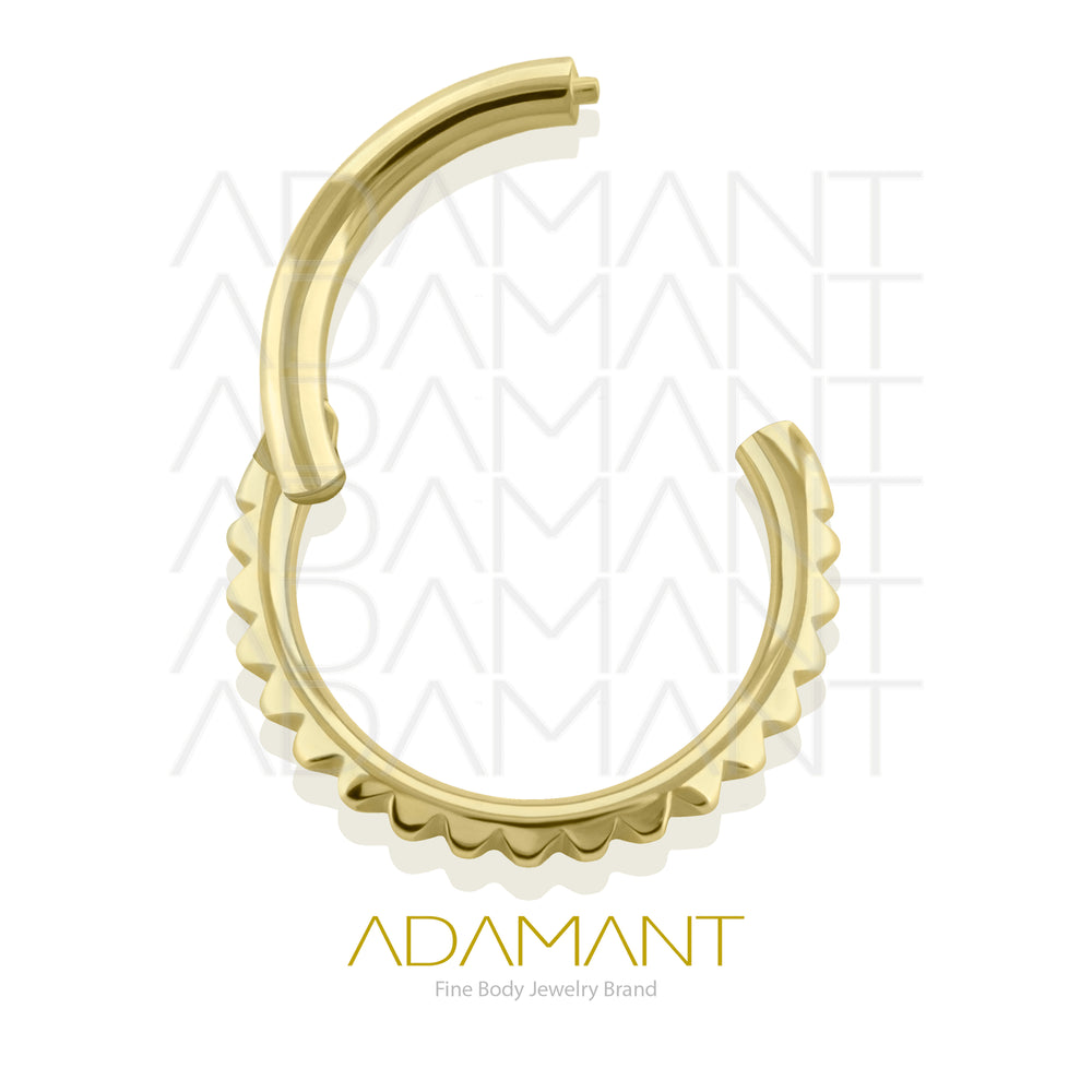 16g, Oro Solido 14k Aro de Bisagra Clicker Side Pyramid Cuts