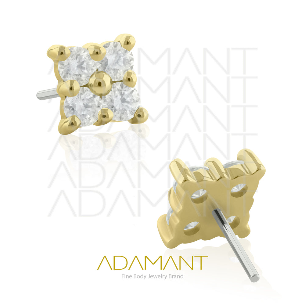 25g, Oro Solido 14k Accesorio Sin Rosca, 4.8mm Tamaño del Pin, Astro, Prong Set, Cubic Zirconia
