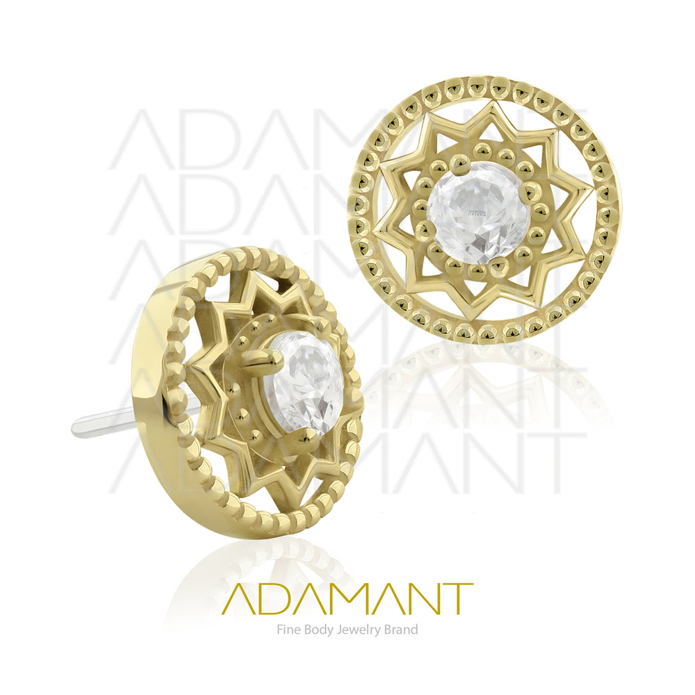 25g, Oro Solido 14k Accesorio Sin Rosca, 4.8mm Tamaño del Pin, Thrive, Prong Set, Cubic Zirconia