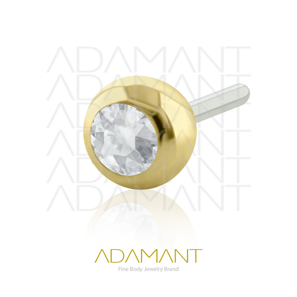 25g, Oro Solido 14k Accesorio Sin Rosca, 4.8mm Tamaño del Pin, Bezel Set