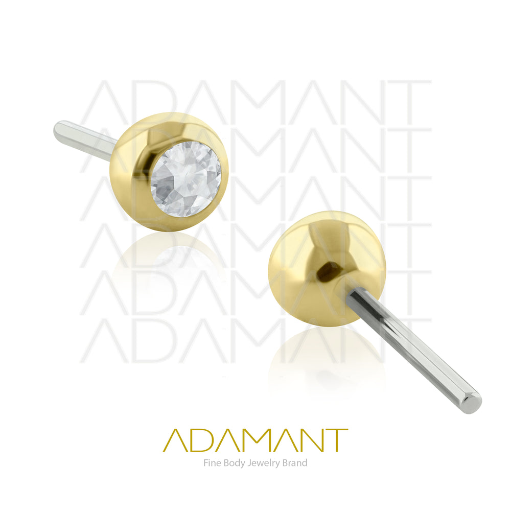 25g, Oro Solido 14k Accesorio Sin Rosca, 4.8mm Tamaño del Pin, Bezel Set