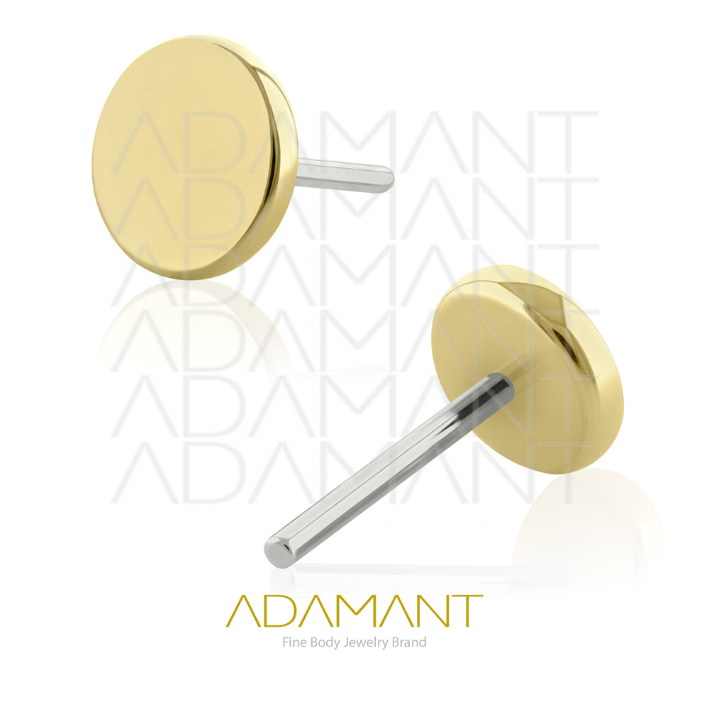 25g, Oro Solido 14k Accesorio Sin Rosca, 4.8mm Tamaño del Pin, Círculo Plano