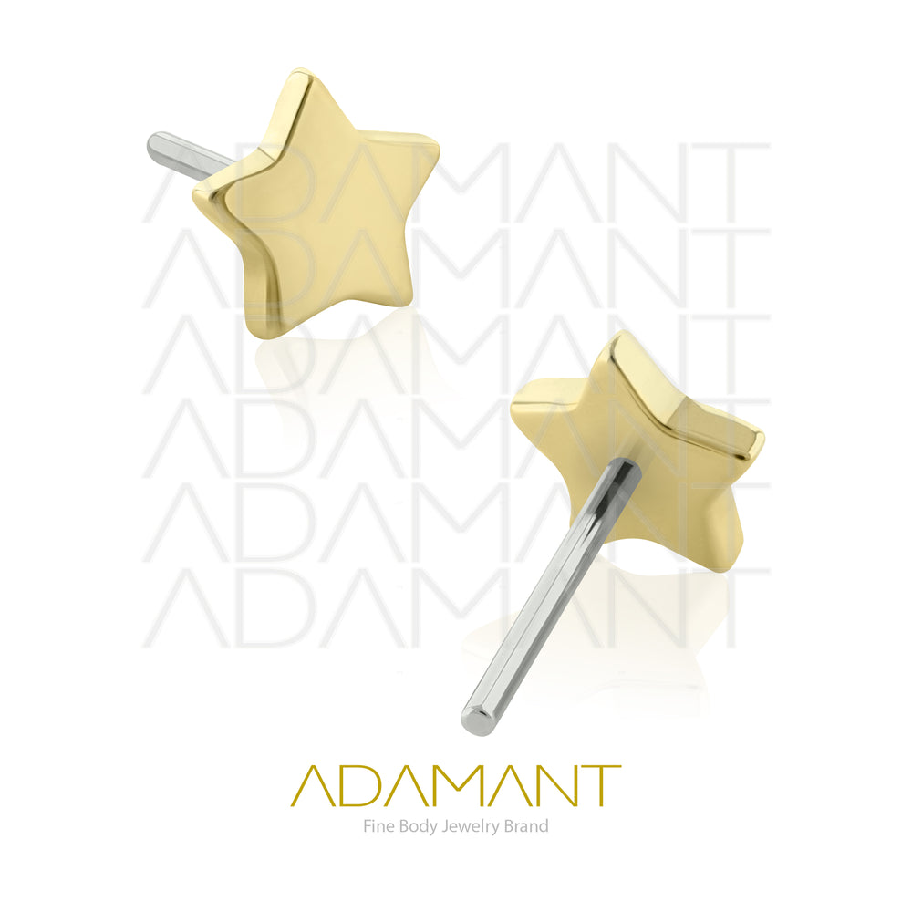 25g, Oro Solido 14k Accesorio Sin Rosca, 4.8mm Tamaño del Pin, Estrella