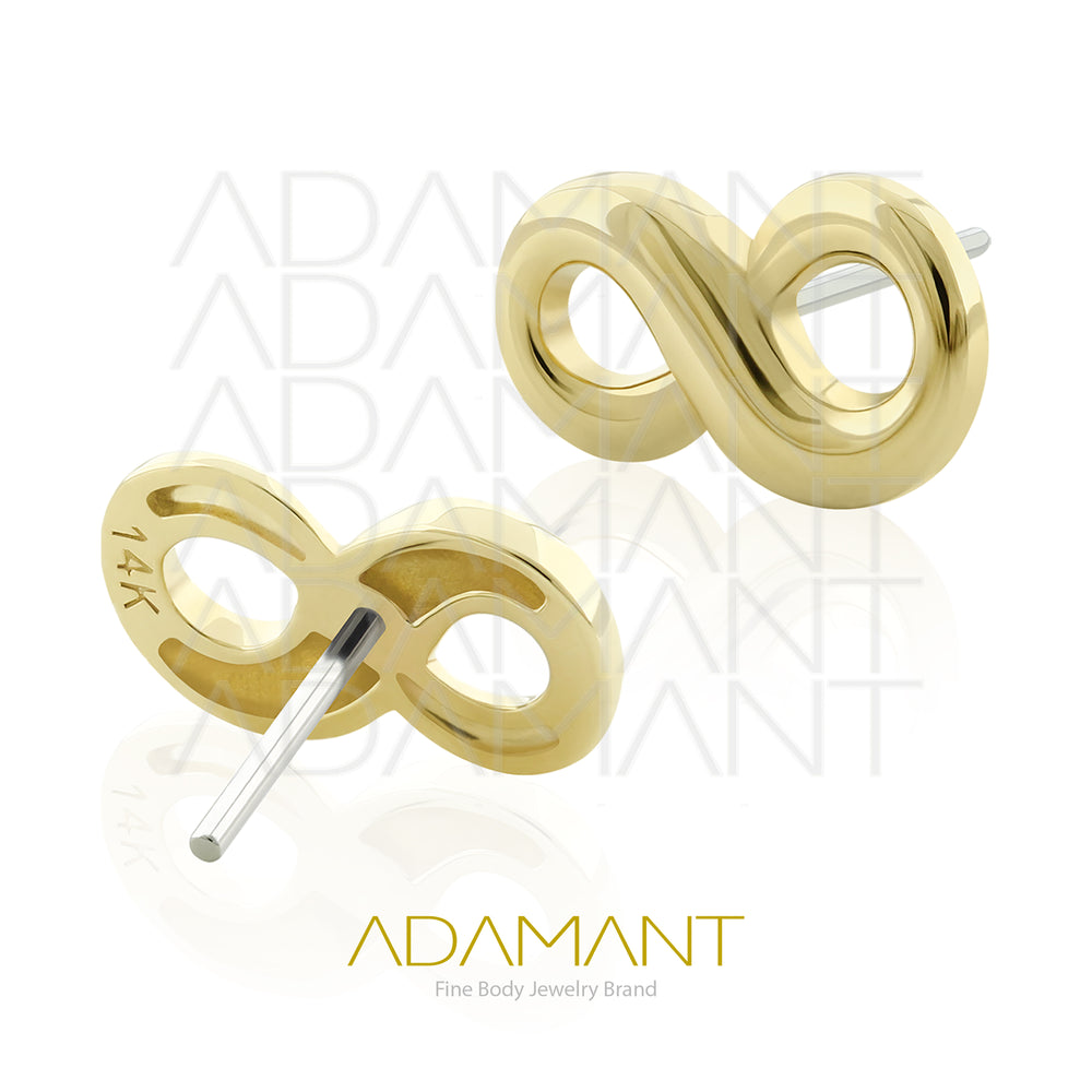 25g, Oro Solido 14k Accesorio Sin Rosca, 4.8mm Tamaño del Pin, Infinito