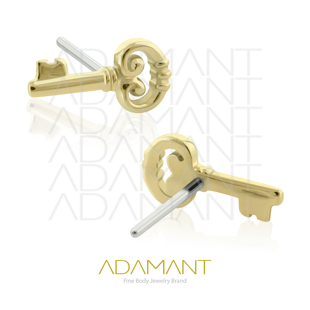 25g, Oro Solido 14k Accesorio Sin Rosca, 4.8mm Tamaño del Pin, Key