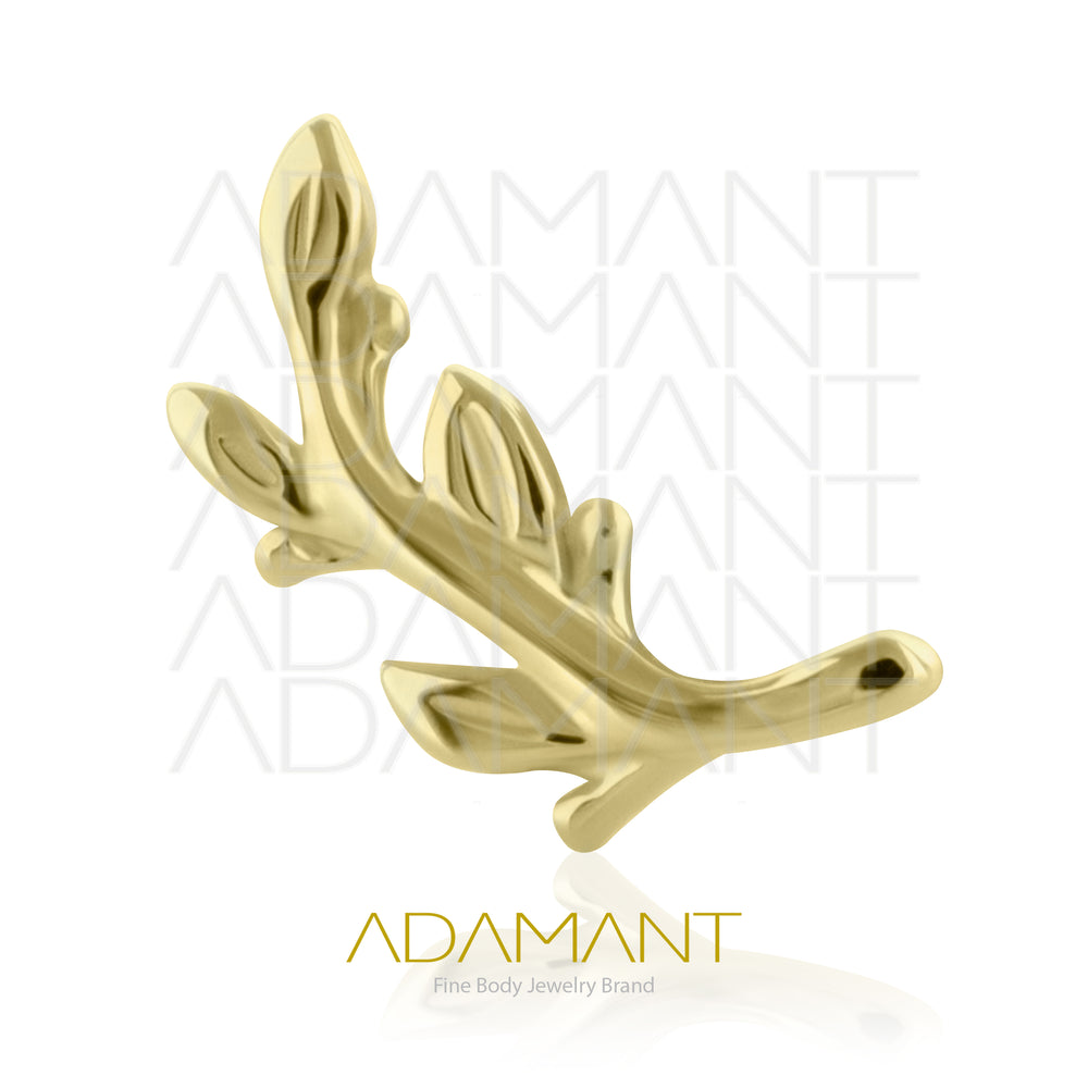 25g, Oro Solido 14k Accesorio Sin Rosca, 4.8mm Tamaño del Pin, Mini Tree branch