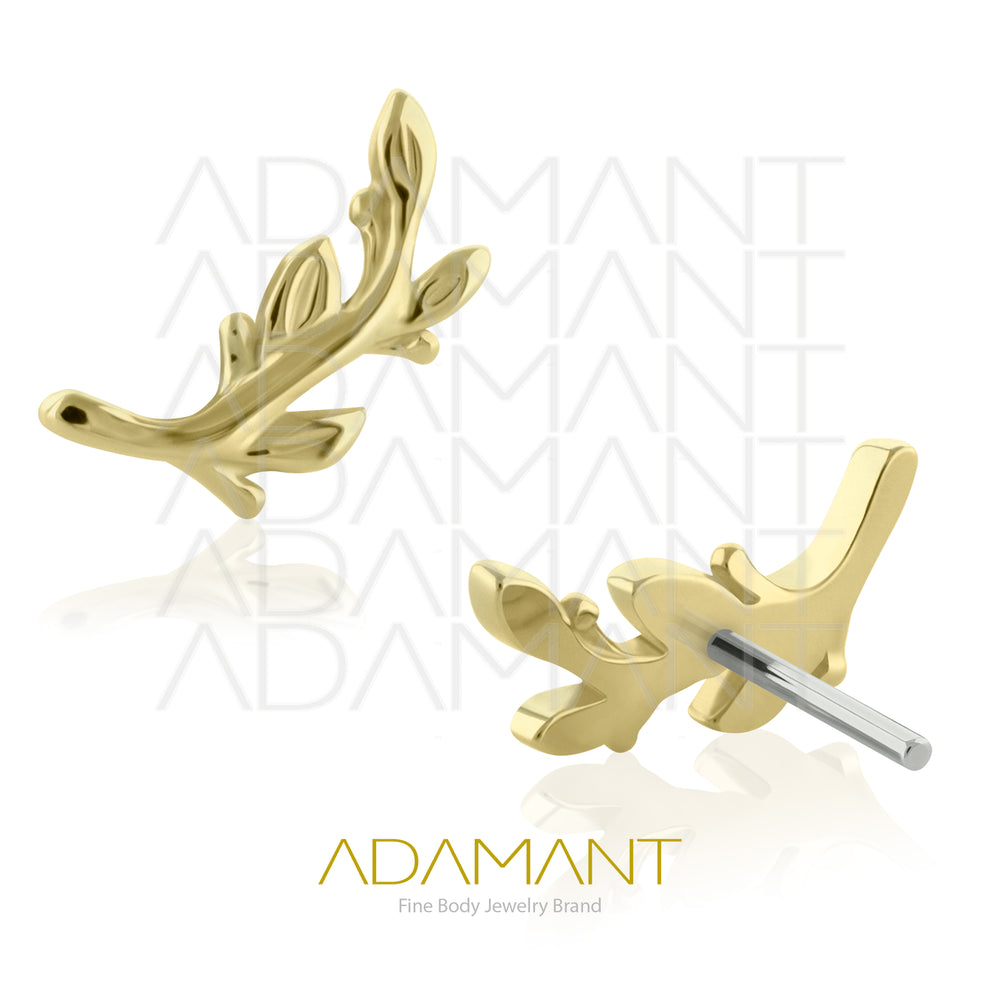 25g, Oro Solido 14k Accesorio Sin Rosca, 4.8mm Tamaño del Pin, Mini Tree branch
