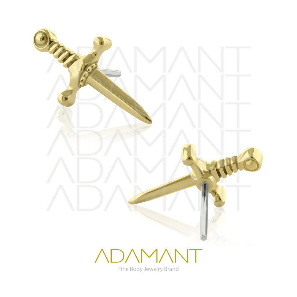 25g, Oro Solido 14k Accesorio Sin Rosca, 4.8mm Tamaño del Pin, Espada