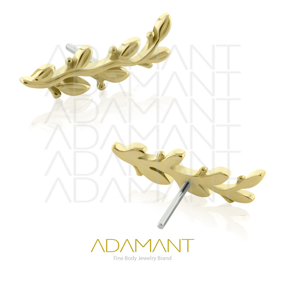 25g, Oro Solido 14k Accesorio Sin Rosca, 4.8mm Tamaño del Pin, Tree branch