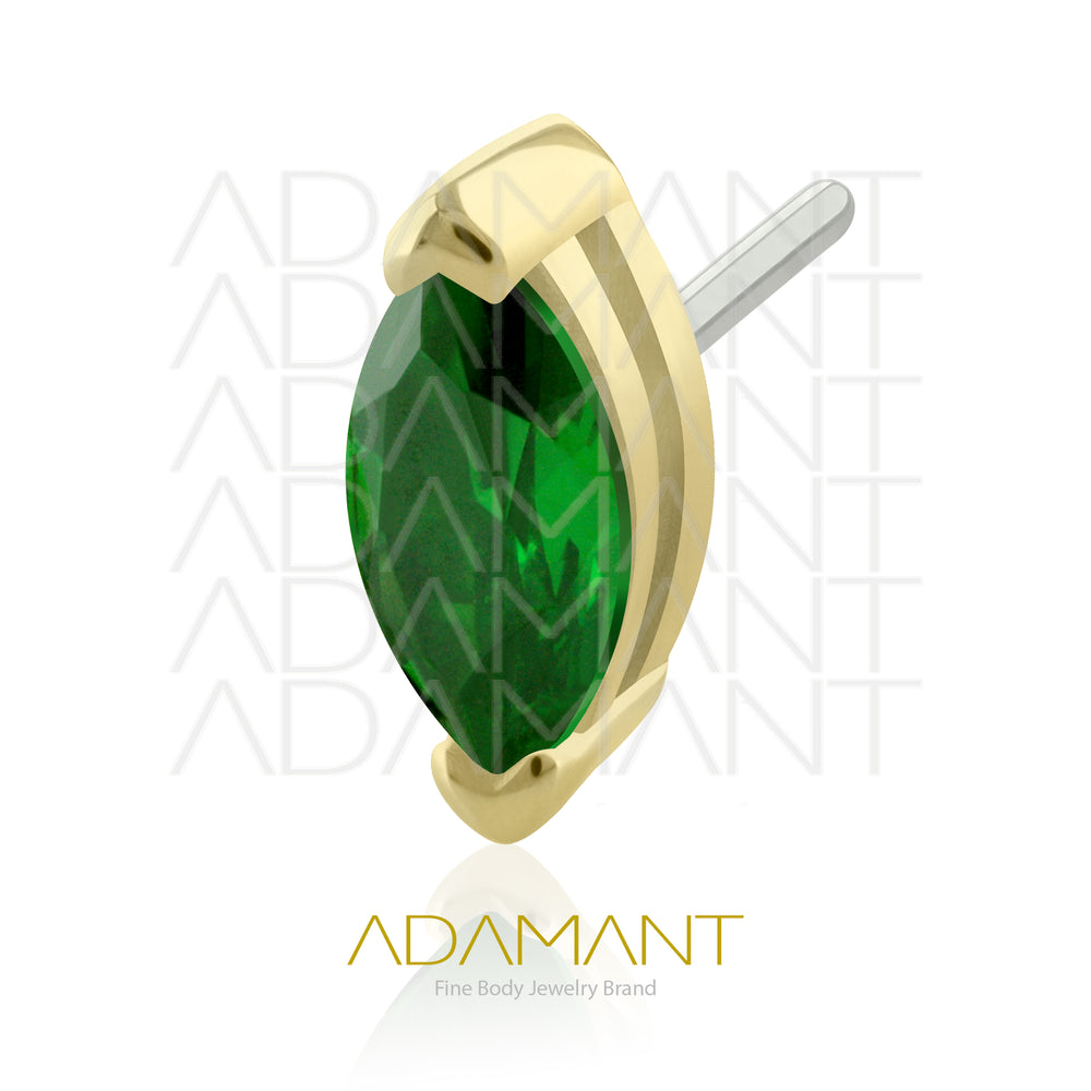 25g, Oro Solido 14k Accesorio Sin Rosca, 4.8mm Tamaño del Pin, Single Marquise, Prong Set, Cubic Zirconia