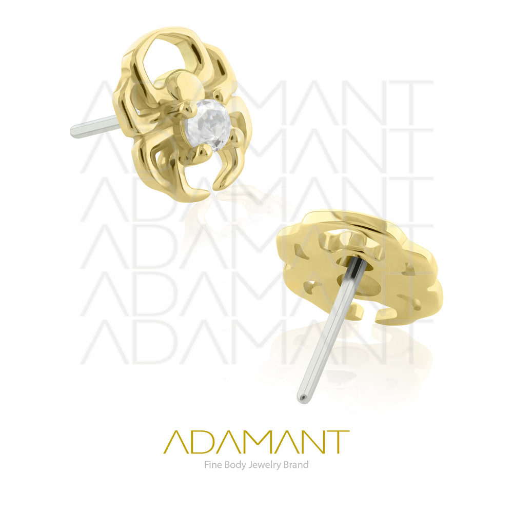 25g, Oro Solido 14k Accesorio Sin Rosca, 4.8mm Tamaño del Pin, Araña, Prong Set, Cubic Zirconia