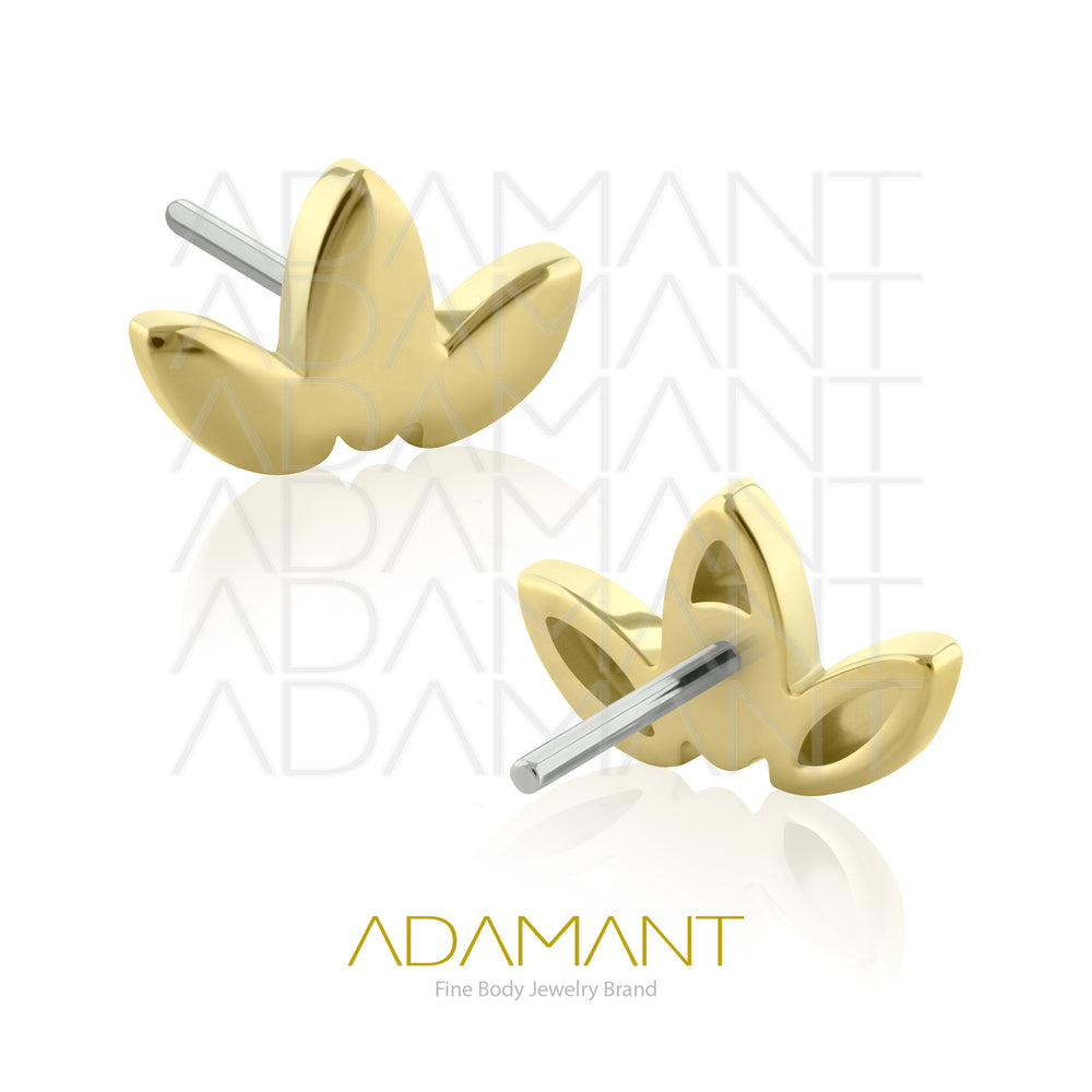 25g, Oro Solido 14k Accesorio Sin Rosca, 4.8mm Tamaño del Pin, Triple Marquise Plano