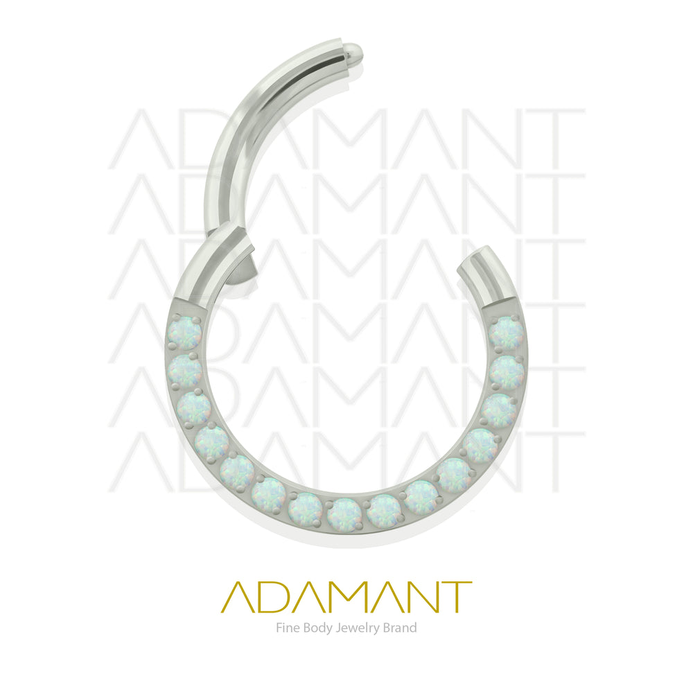 16g, Titanio, Aro Clicker con Bisagra, Front Multijoya Prong set, Opal
