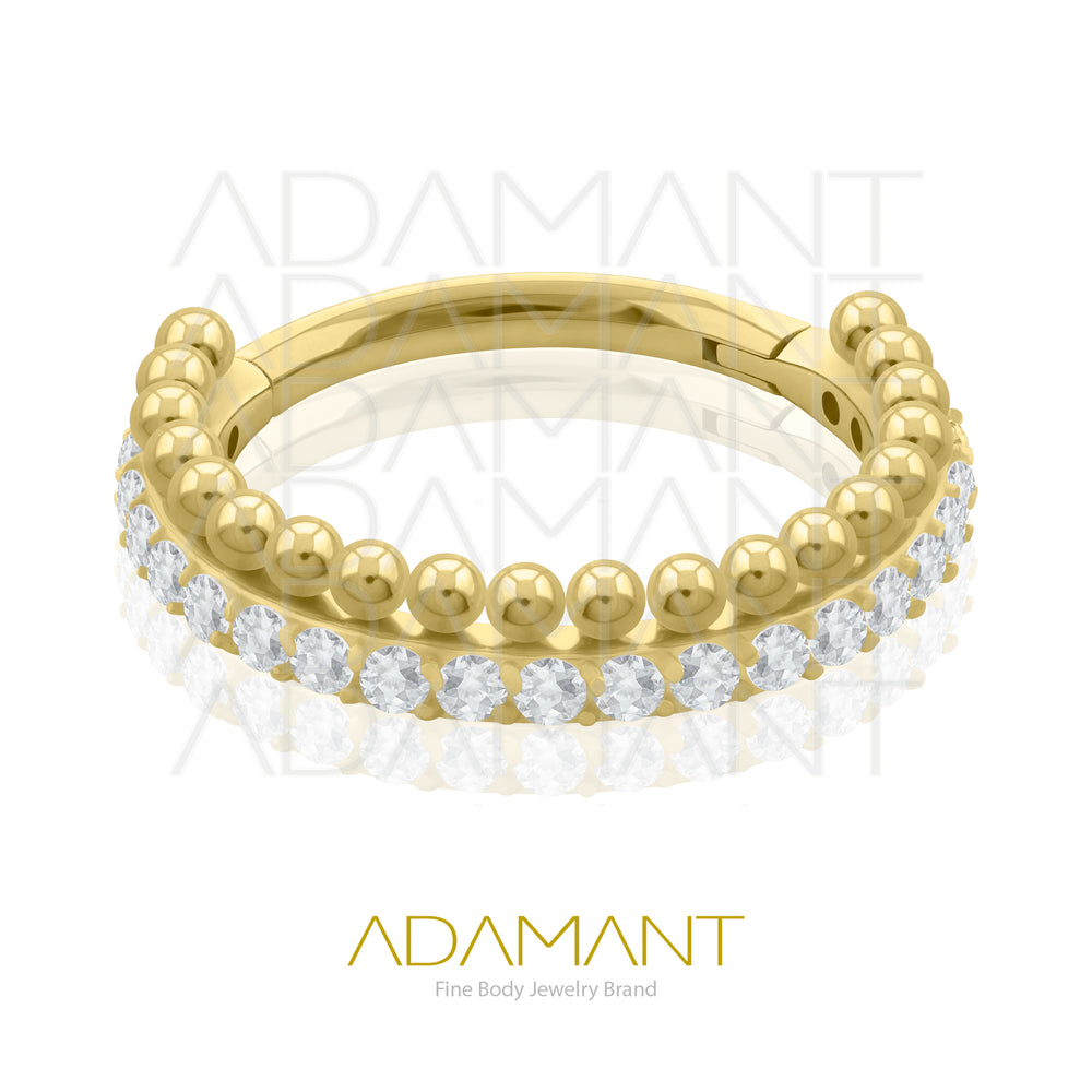 16g, Titanio Platizado Dorado, Aro Clicker con Bisagra, Side Astral Prong set, Cubic Zirconia