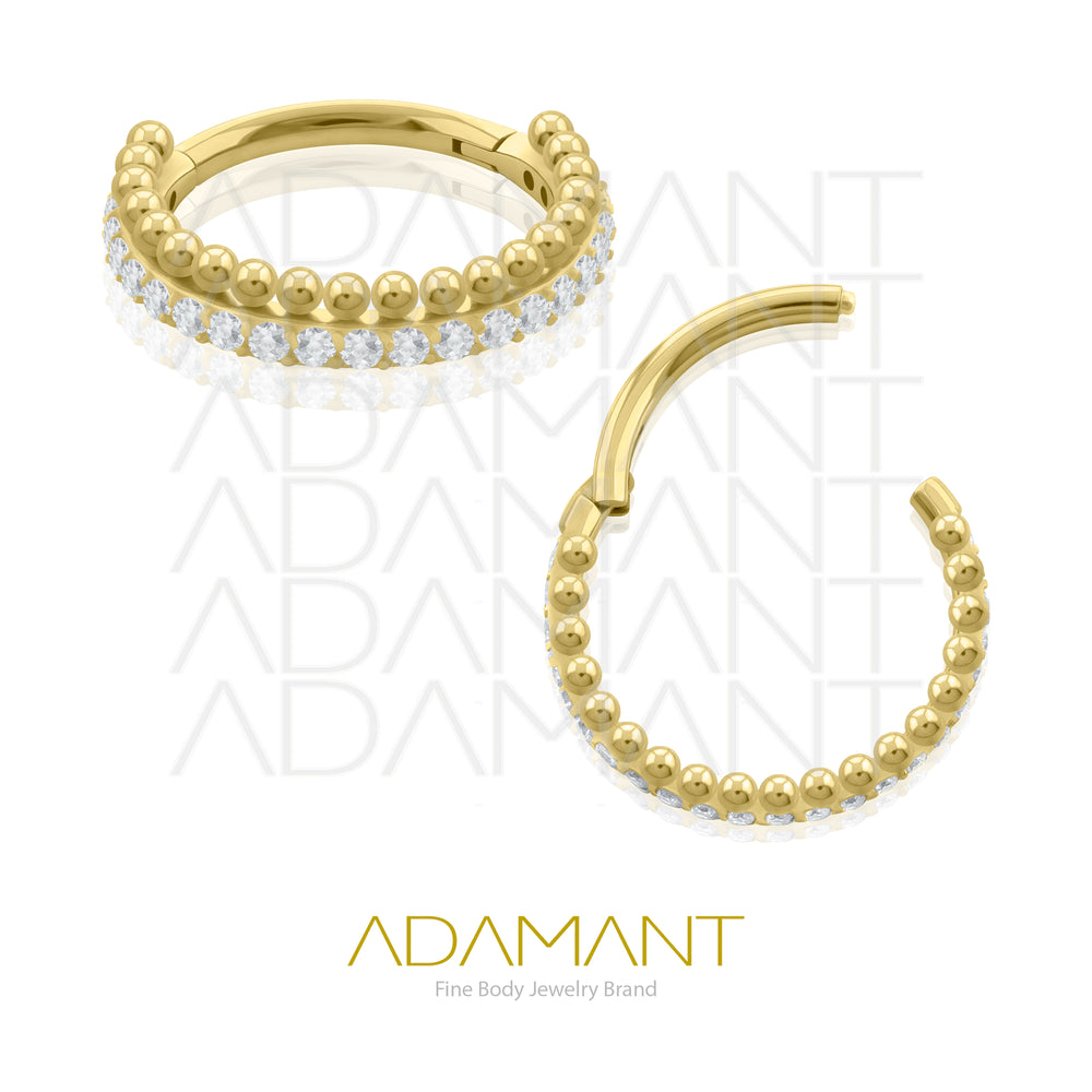16g, Titanio Platizado Dorado, Aro Clicker con Bisagra, Side Astral Prong set, Cubic Zirconia