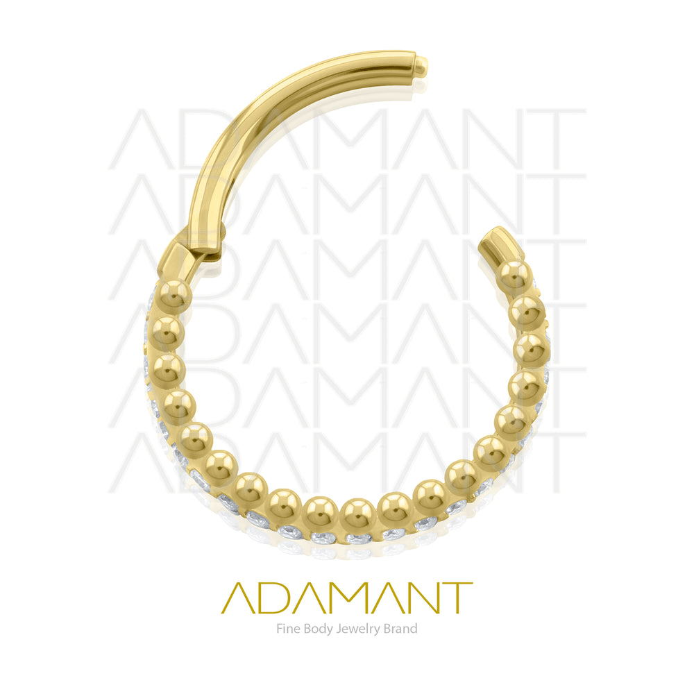 16g, Titanio Platizado Dorado, Aro Clicker con Bisagra, Side Astral Prong set, Cubic Zirconia