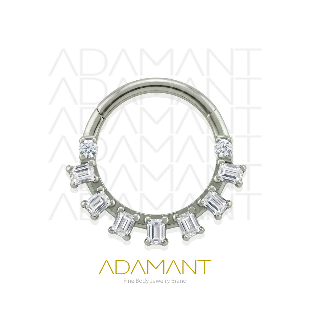 16g, Titanio, Aro Clicker con Bisagra, Ring Halo Arc Front multijewelry, Prong set, Cubic Zirconia.