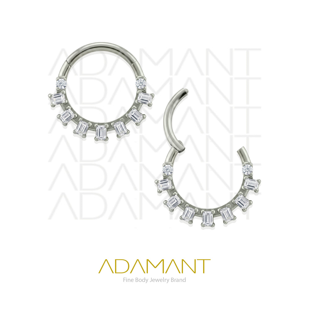 16g, Titanio, Aro Clicker con Bisagra, Ring Halo Arc Front multijewelry, Prong set, Cubic Zirconia.