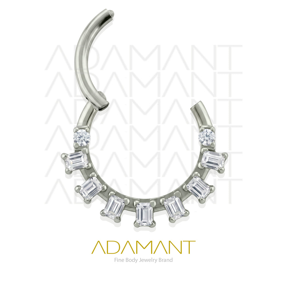 16g, Titanio, Aro Clicker con Bisagra, Ring Halo Arc Front multijewelry, Prong set, Cubic Zirconia.