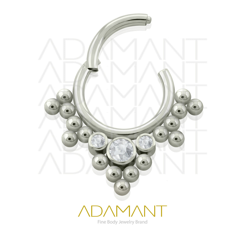 16g, Titanio, Aro Clicker con Bisagra, Jupiter Bezel set, Cubic Zirconia
