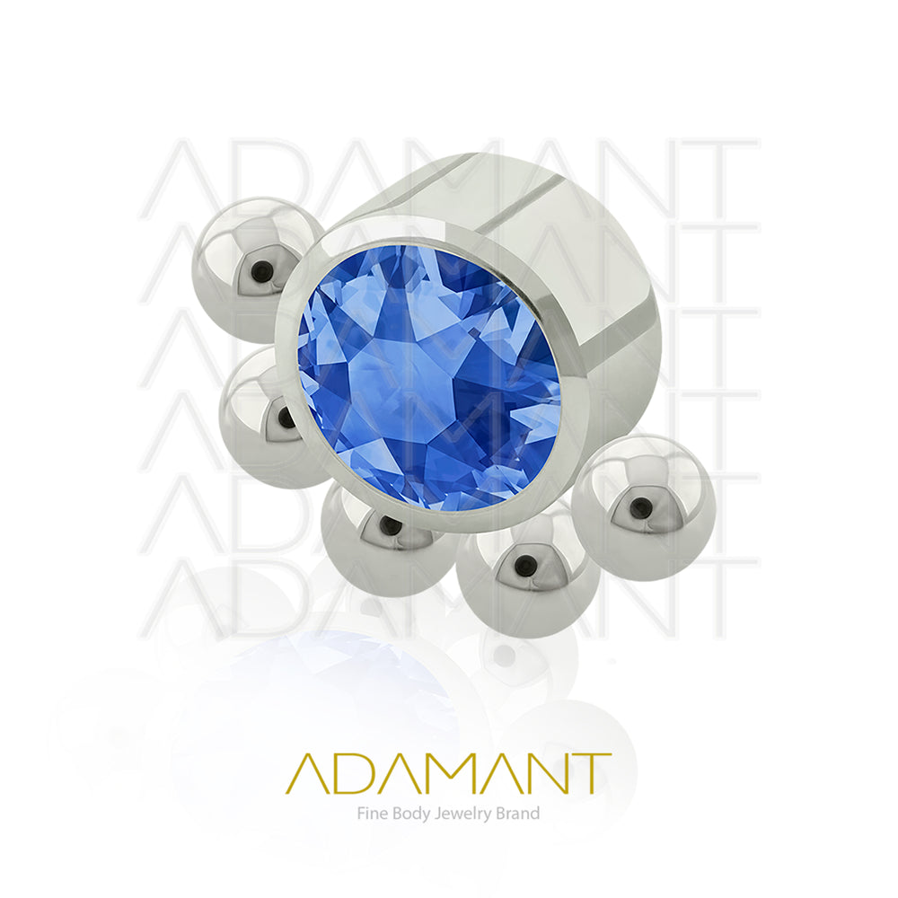 18g - 16g, Titanio Accesorio Rosca, 0.9mm Patrón de rosca, Queen, Bezel Set, Cubic Zirconia.