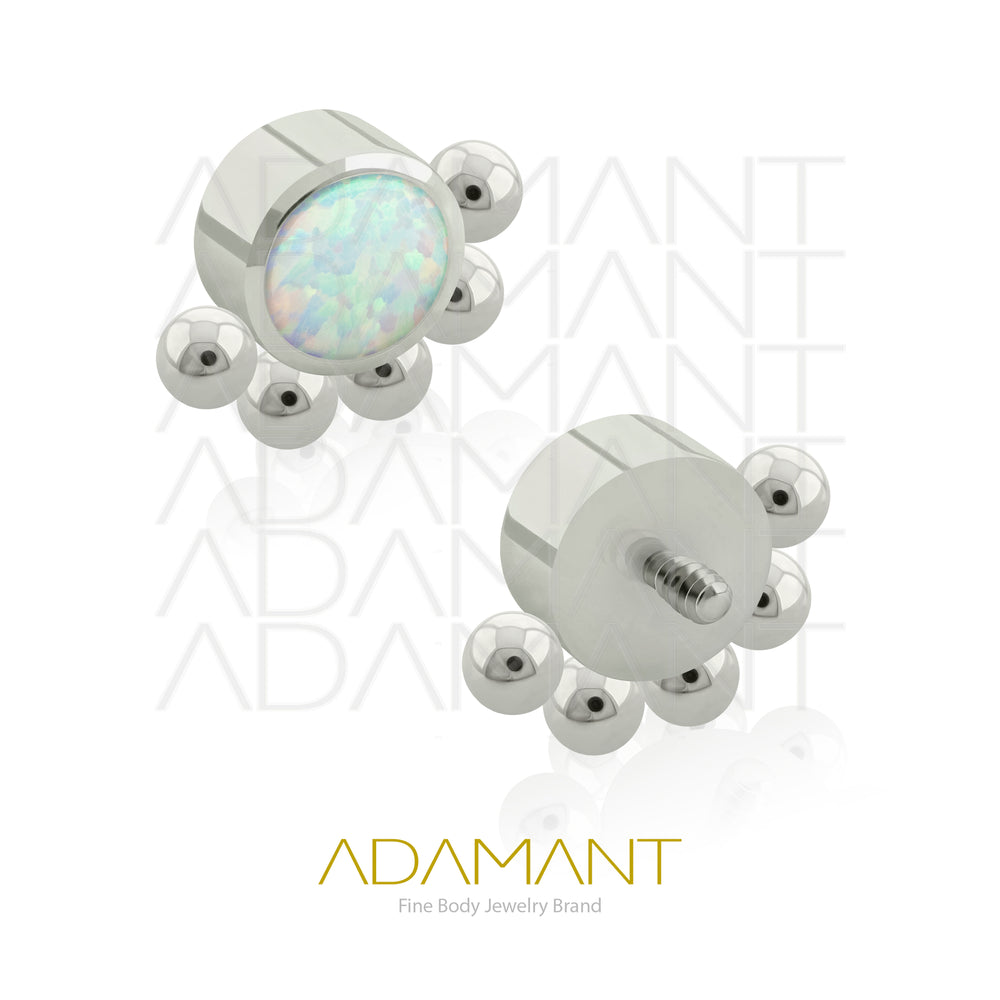18g - 16g, Titanio Accesorio Rosca, 0.9mm Patrón de rosca, Queen, Bezel Set, Opal.