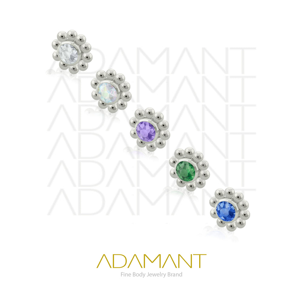 18g - 16g, Titanio Accesorio Rosca, 0.9mm Patrón de rosca, Sol, Bezel Set, Cubic Zirconia.