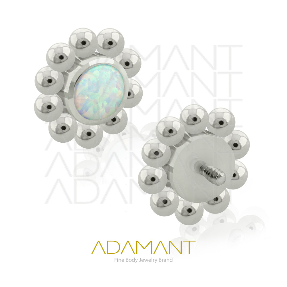 18g - 16g, Titanio Accesorio Rosca, 0.9mm Patrón de rosca, Sol, Bezel Set, Opal.
